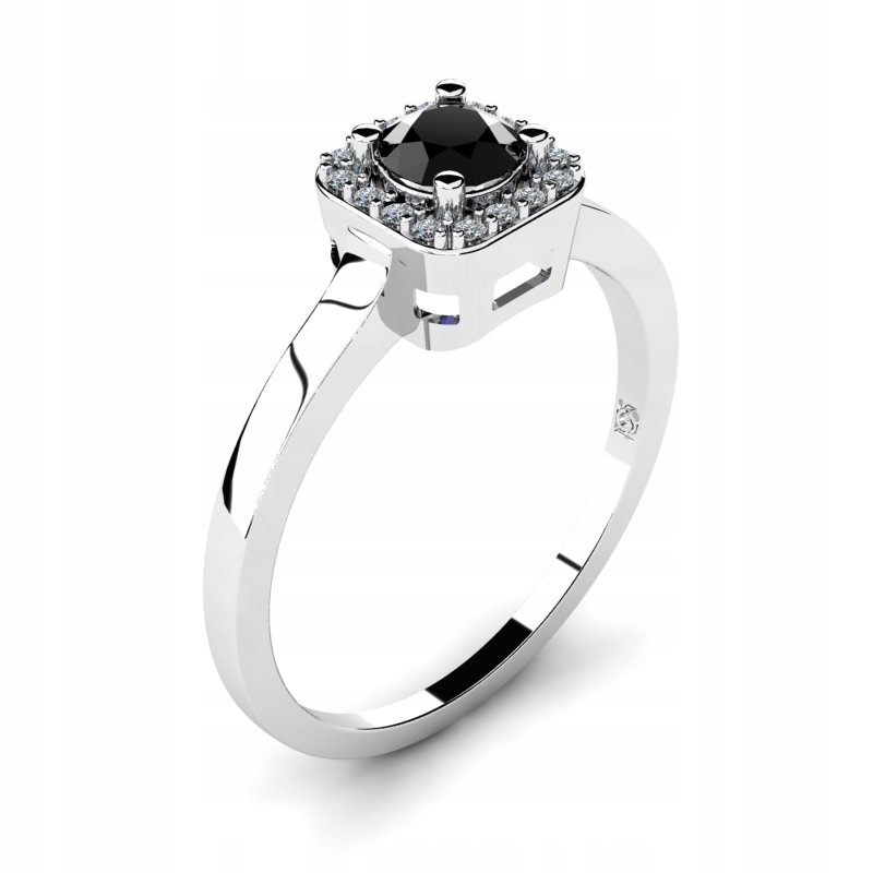 BIELY ZLATÝ PRSTEN ČIERNY BRILLIANT 0,56CT