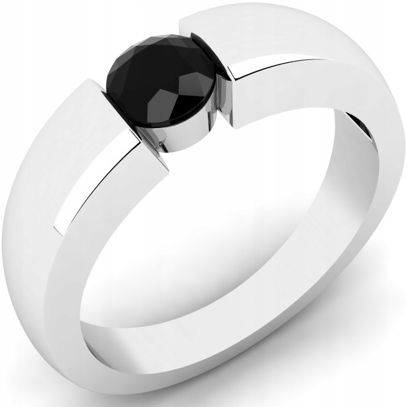 BIELY ZLATÝ PRSTEN ČIERNY BRILLIANT 0,75CT
