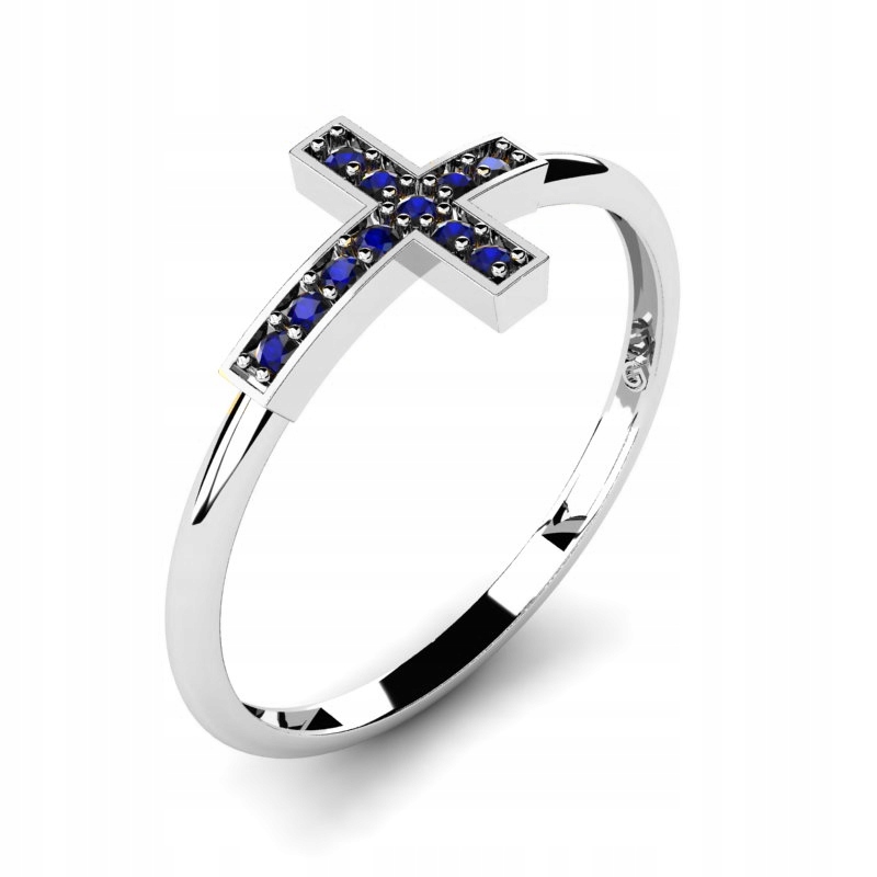 BIELY ZLATÝ KRÍŽOVÝ KRÚŽOK SO SAPPHIRE