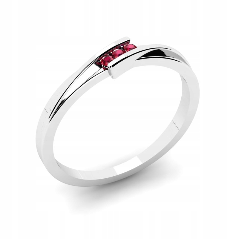 BIELY ZLATÝ PRSTEŇ 14KR RUBY ZIRCONIA