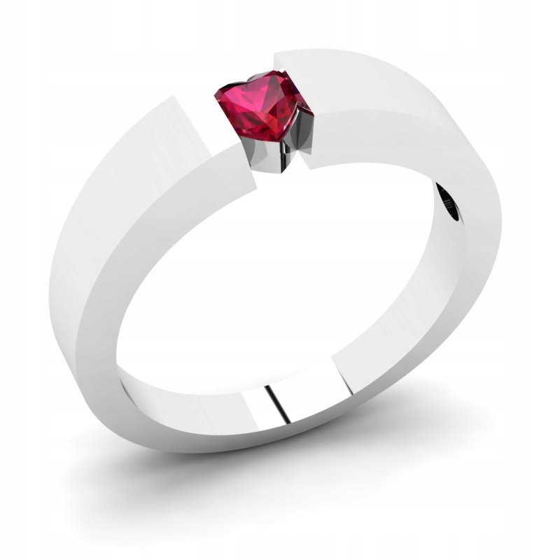 BIELY ZLATÝ PRSTEŇ 14KARAT RUBY SRDCE