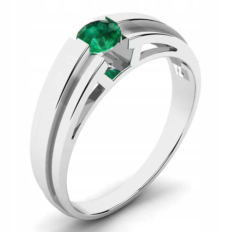 BIELY ZLATÝ PRSTEŇ EMERALD ZIRCONIA