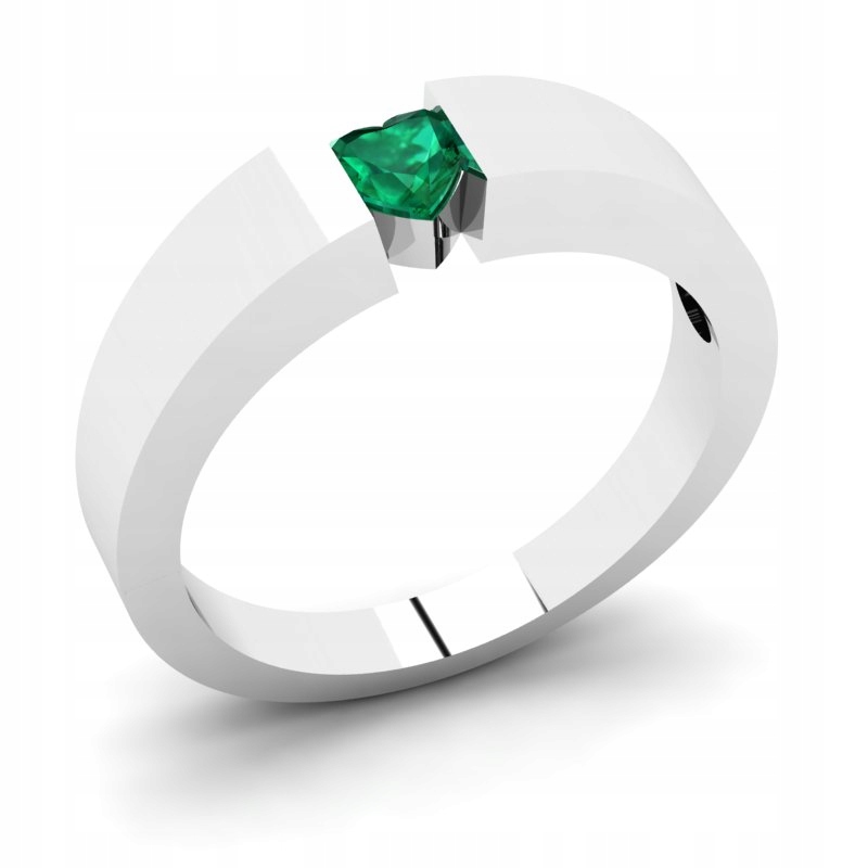 BIELY ZLATÝ PRSTEN EMERALD SRDCE R20