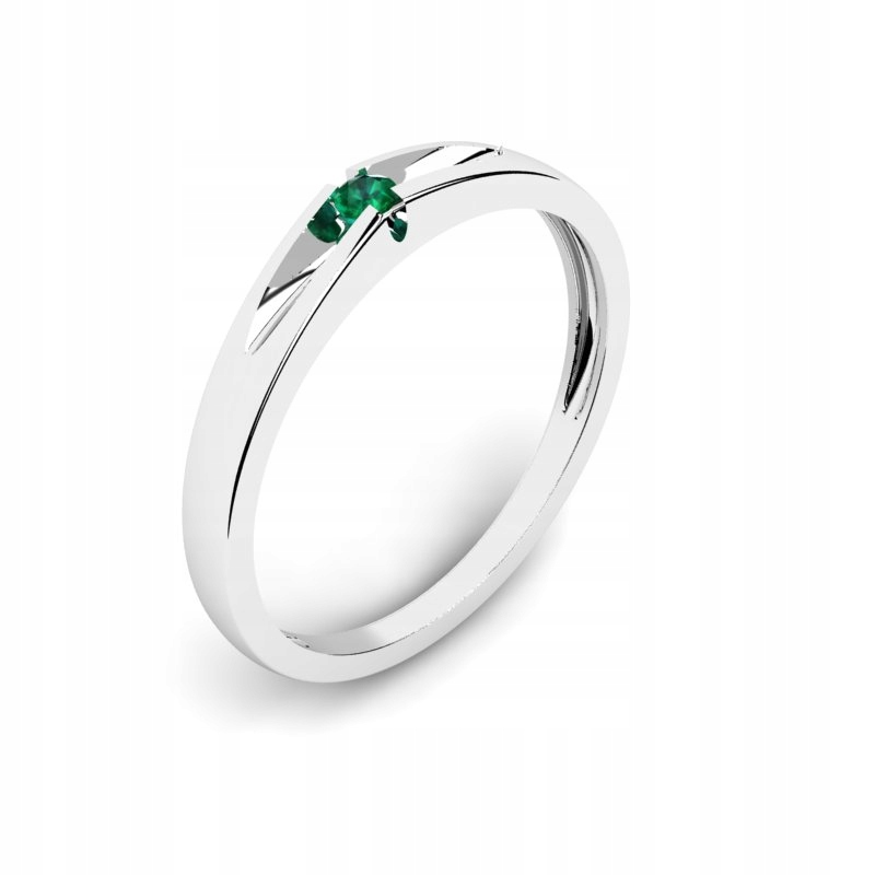 BIELY ZLATÝ PRSTEN EMERALD 585 14KR