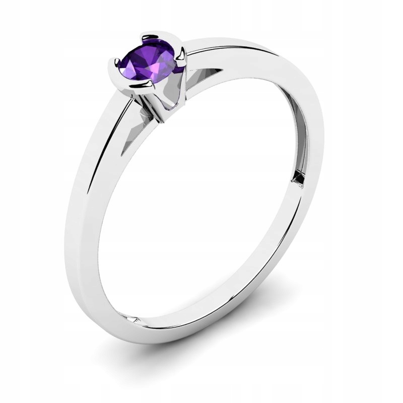 BIELY ZLATÝ PRSTEN S AMETYSTÉMOM 0,17CT