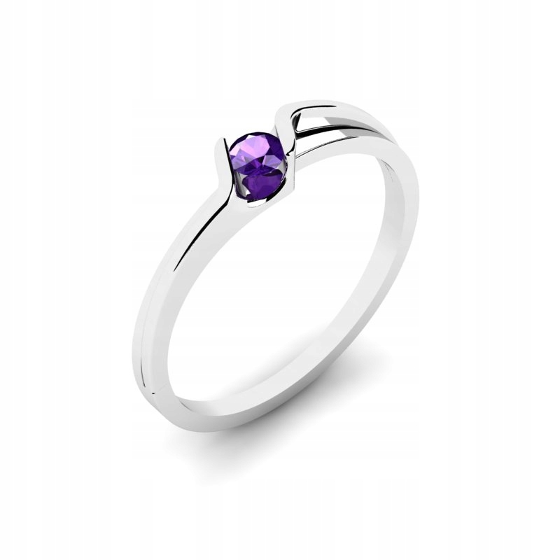 BIELY ZLATÝ PRSTEN S 0,26CT ametystémom