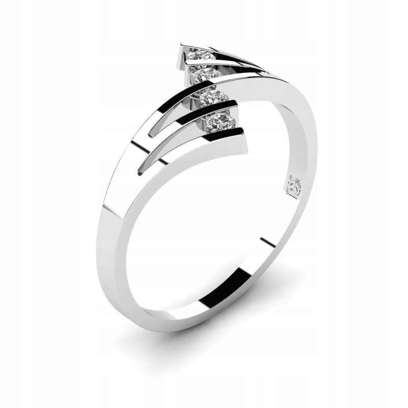 BIELY ZLATÝ PRSTEN S BRILIANTMI 0,12CT