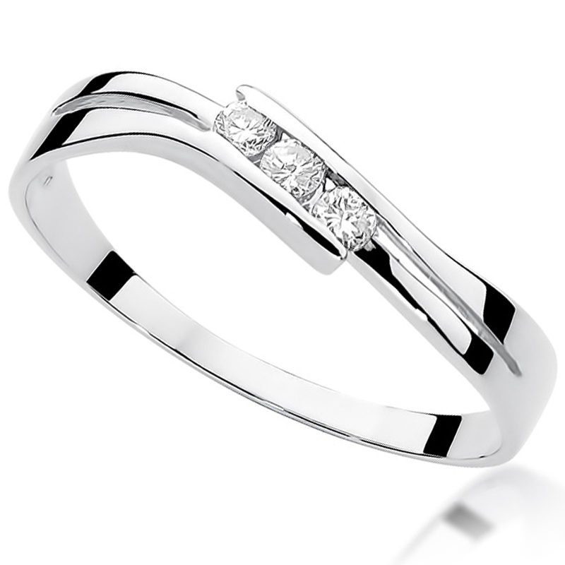 BIELY ZLATÝ PRSTEN S BRILIANTMI 0,12ct