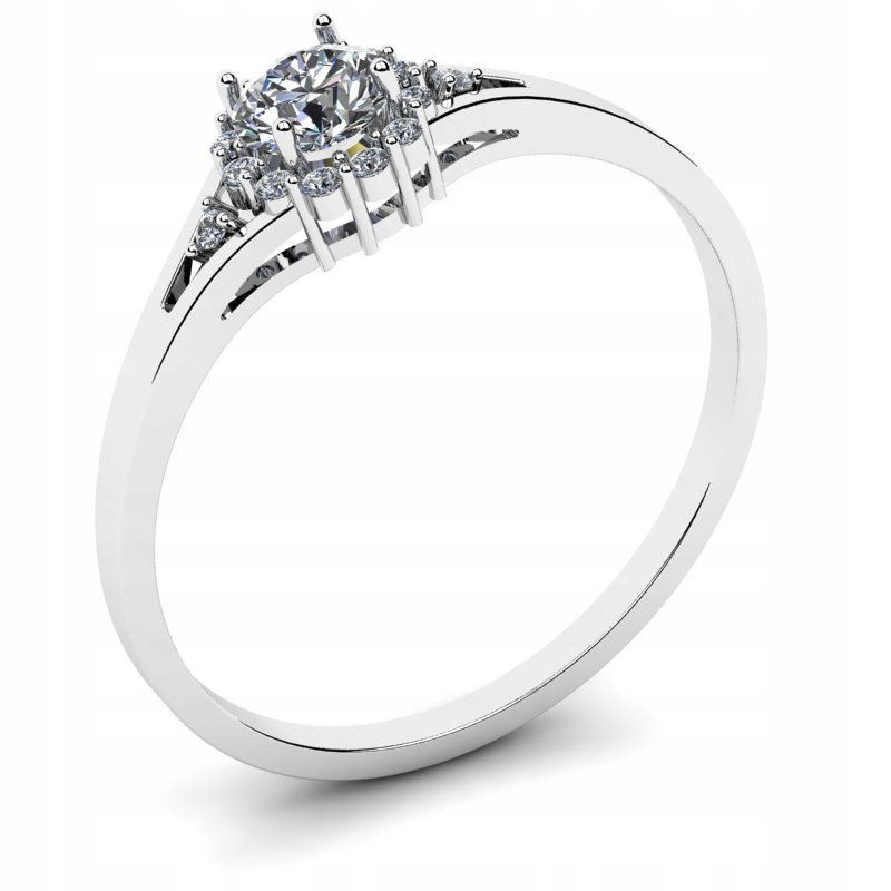 BIELY ZLATÝ PRSTEN S BRILIANTMI 0,32CT