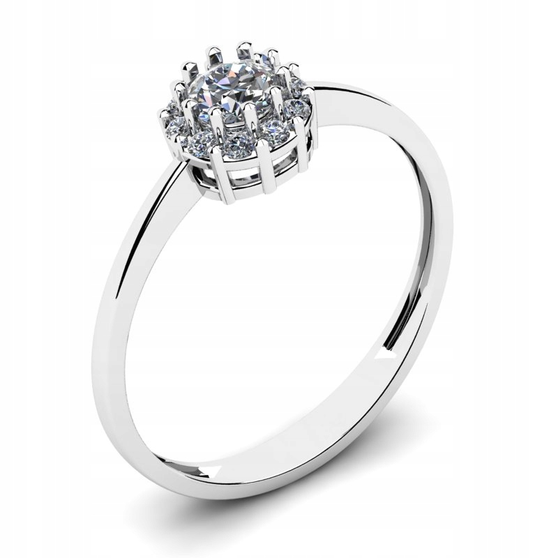 BIELY ZLATÝ PRSTEN S BRILIANTMI 0,35 ct