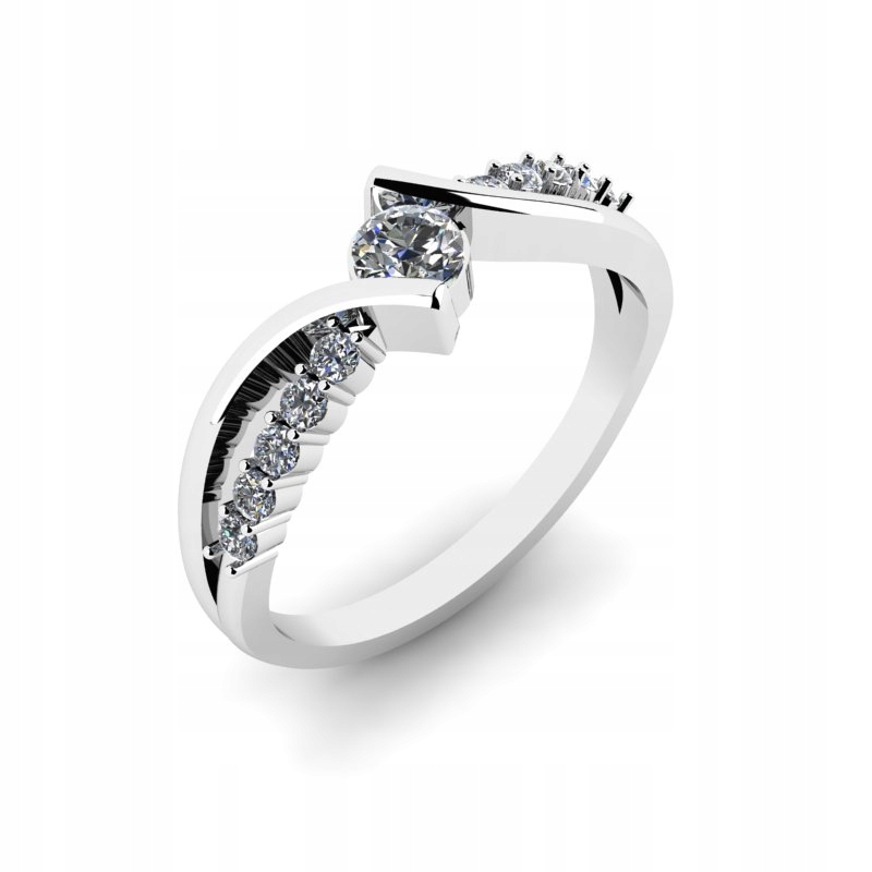 BIELY ZLATÝ PRSTEN S BRILIANTMI 0,37CT