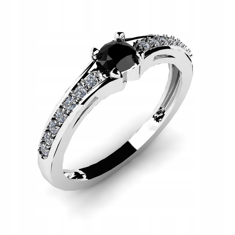 BIELY ZLATÝ PRSTEN S BRILIANTMI 0,45 CT