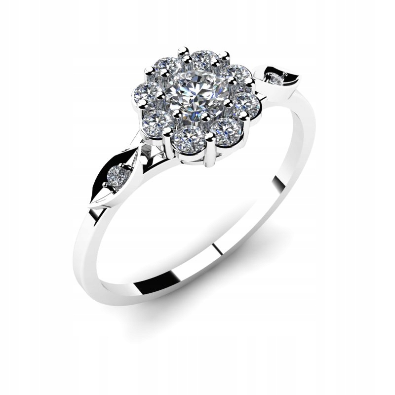 BIELY ZLATÝ PRSTEN S BRILIANTMI 0,51CT