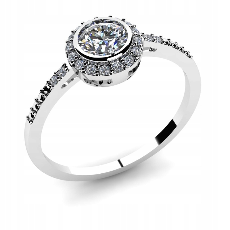 BIELY ZLATÝ PRSTEN S BRILIANTMI 0,60 CT