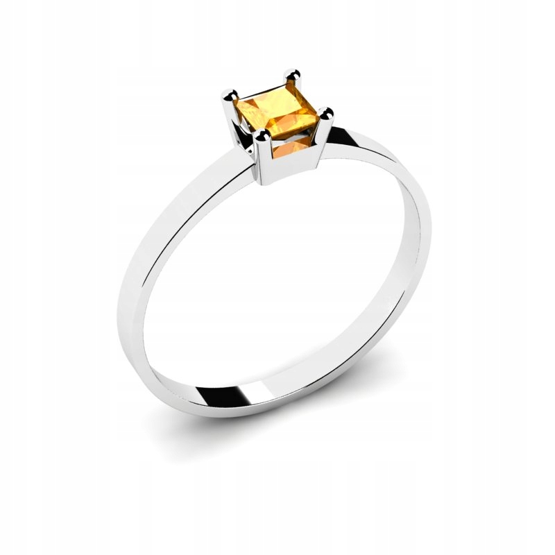 BIELY ZLATÝ PRSTEN S CITRÓNOM 0,15CT