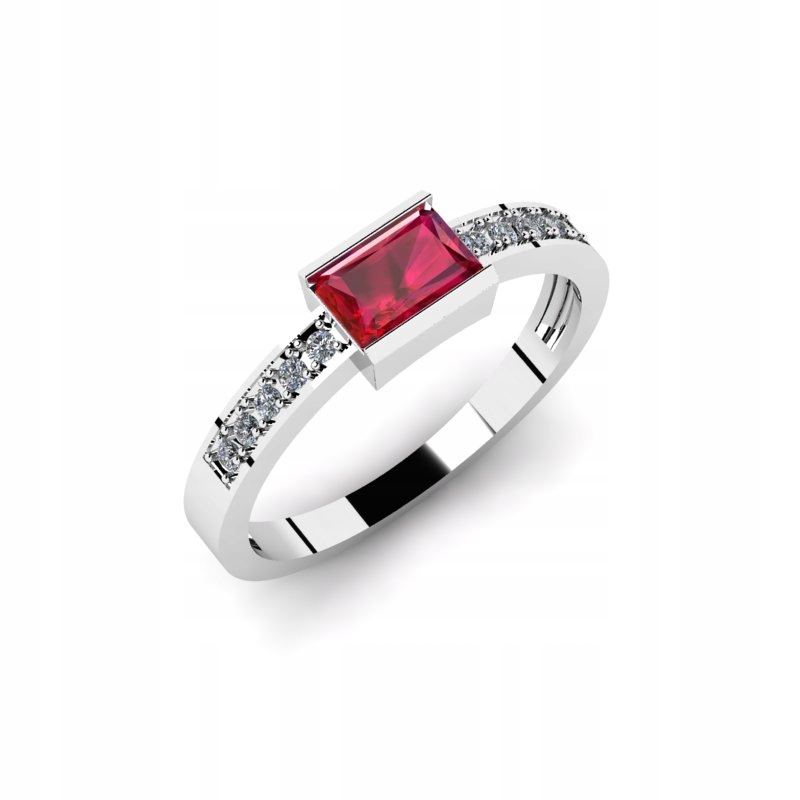 BIELY ZLATÝ PRSTEŇ S 14KR RUBY