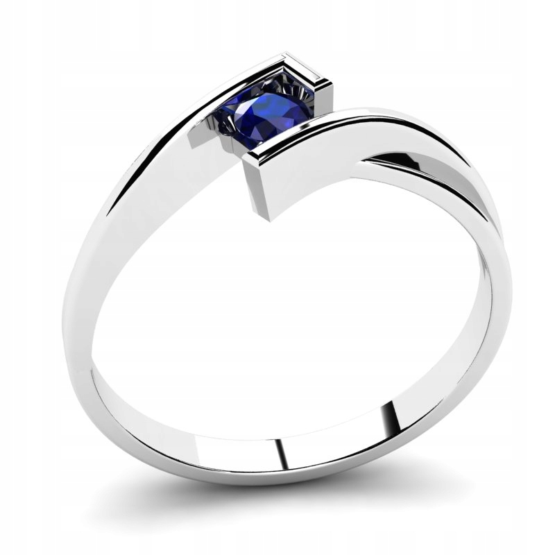BIELY ZLATÝ PRSTEN S SAPPHIRE -50%