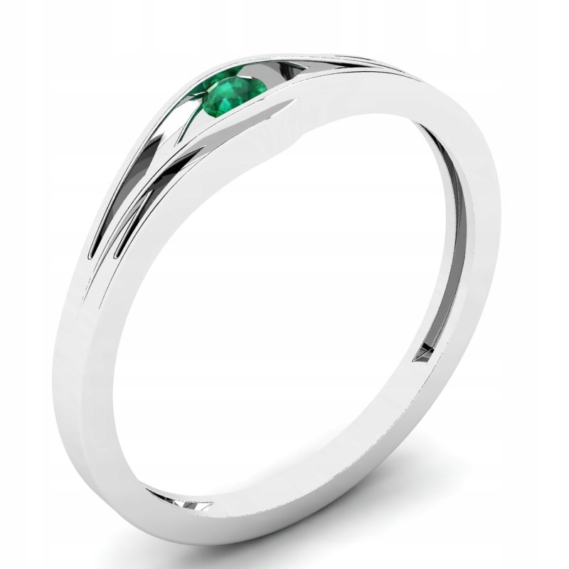 BIELY ZLATÝ PRSTEN S EMERALDOM 0,06CT