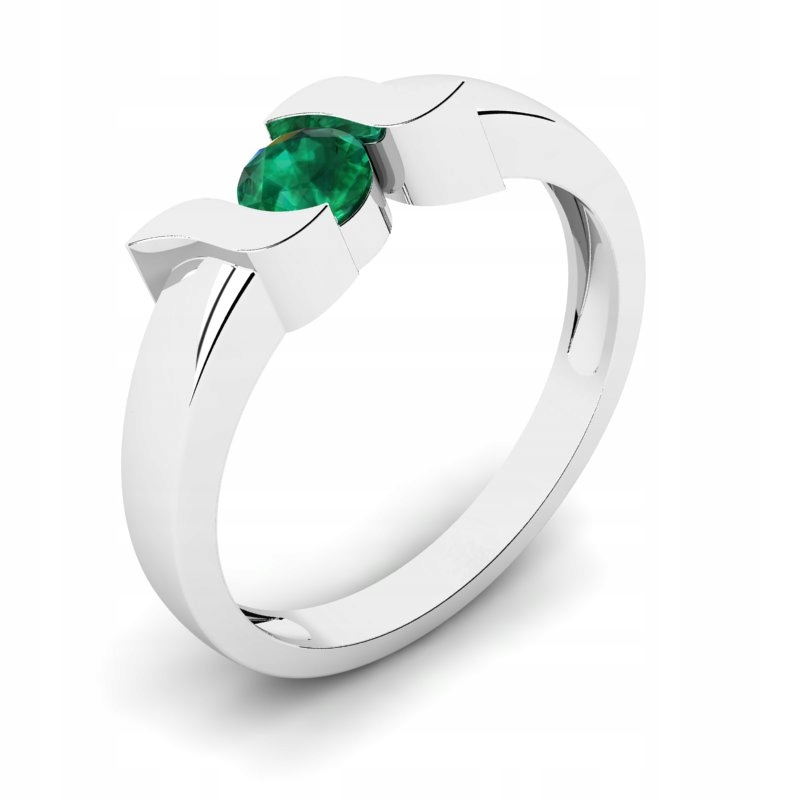 BIELY ZLATÝ PRSTEN S EMERALDOM 0,25CT