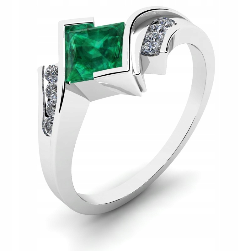 BIELY ZLATÝ PRSTEŇ S EMERALD ZIRCONIA