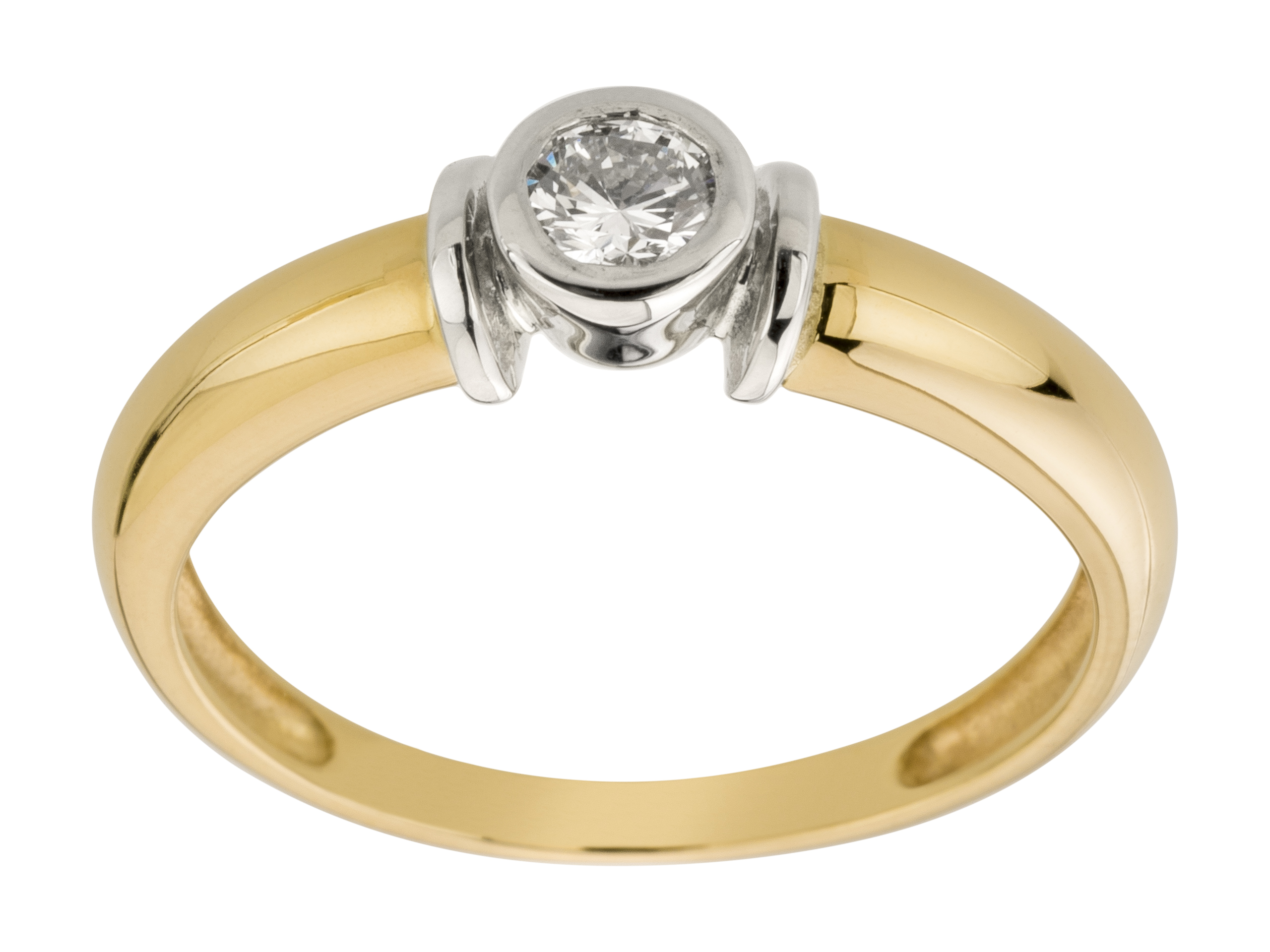 ŽLTÝ / BIELY ZLATÝ BRILIANTOVÝ PRSTEN 0,21 ct