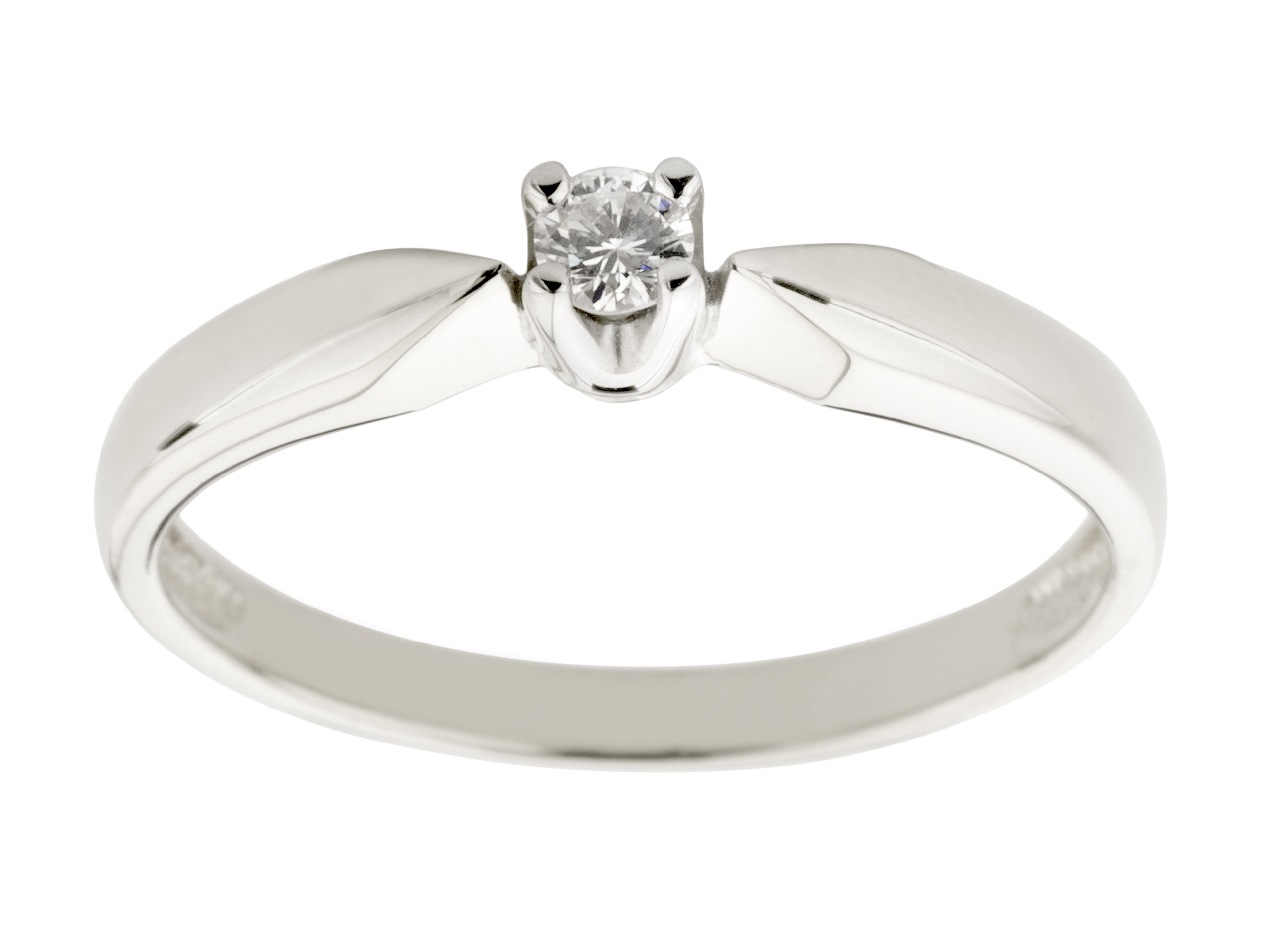BIELY ZLATÝ PRSTENEC PRSTEN 0,06ct