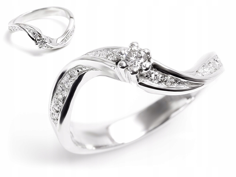 Zásnubný prsteň biele zlato diamant 585