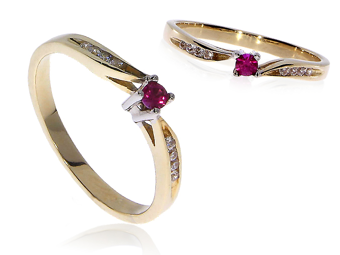 ZLATÝ PRSTENNÝ PRSTEN 14K RUBIN GOLD LgP307