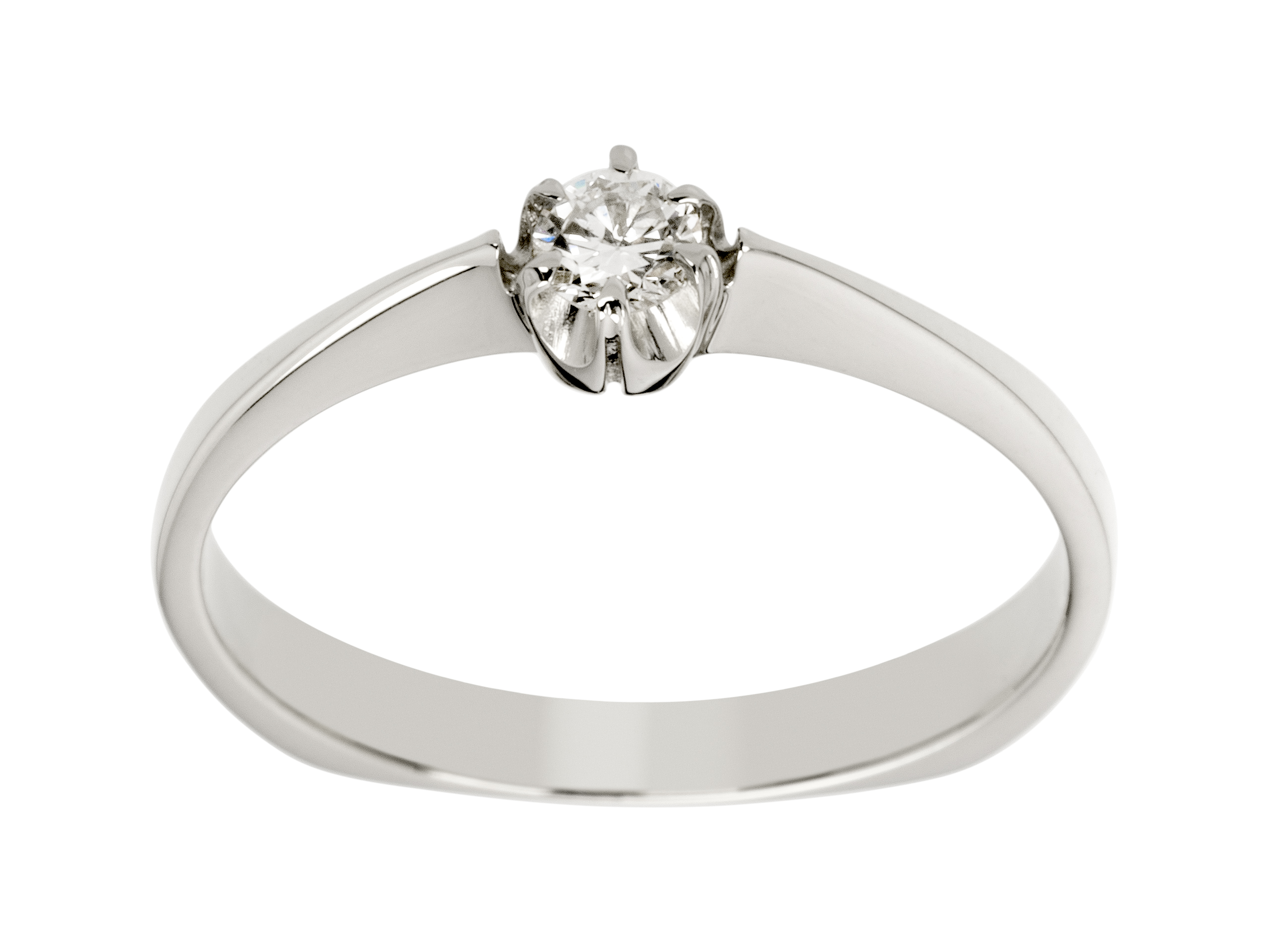 BIELY ZLATÝ PRSTENEC PRSTEN BRILLIANT 0,10ct