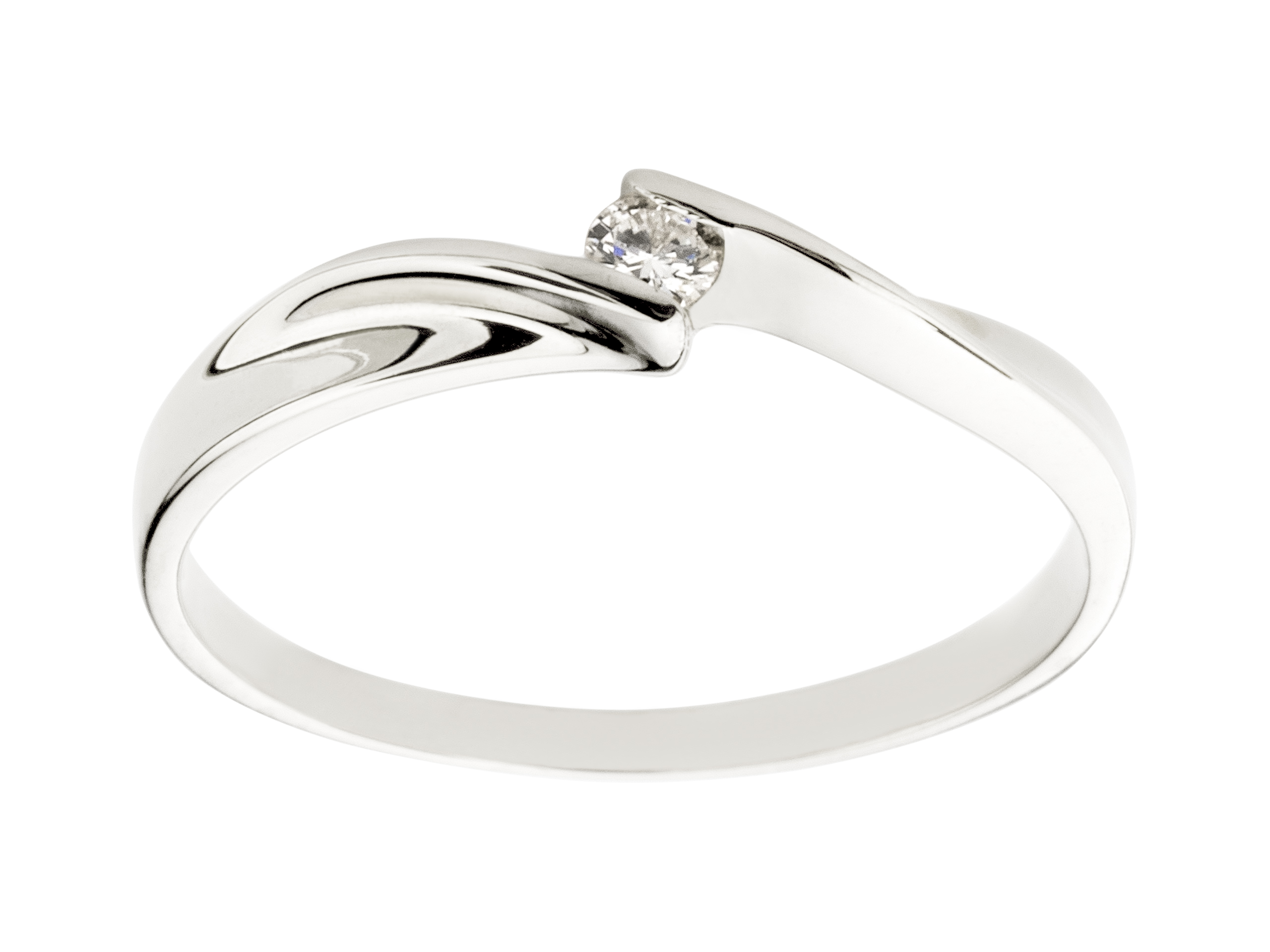Zlatý prsteň 585 s diamantom 0,04Ct