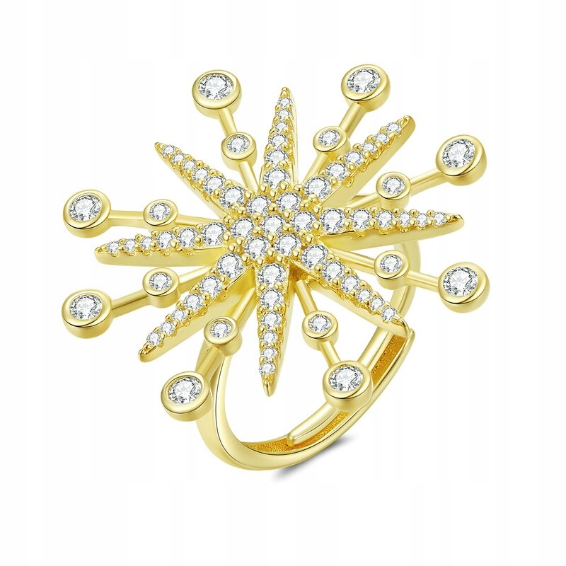 GOLD FIREWORKS RING S925 - nastaviteľný
