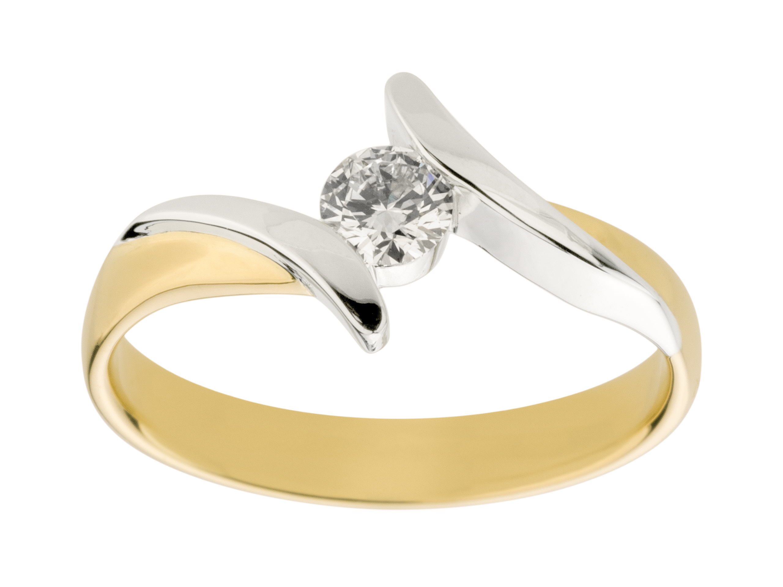 Ring Gold 585 Two -Color Diamond 0,23Ct