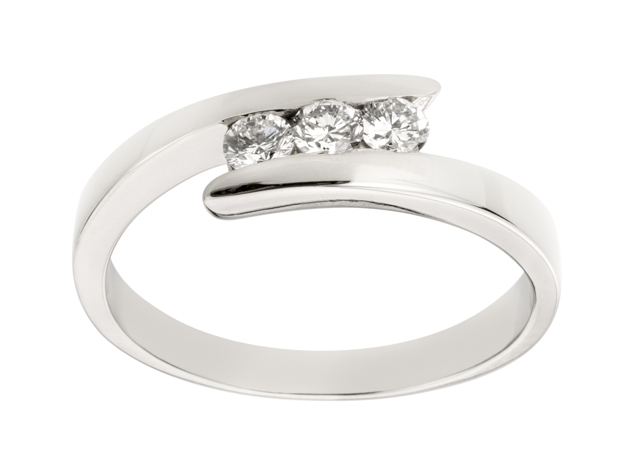 BIELY ZLATÝ PRSTEN S 3 BRILIANTMI 0,24ct VS / H