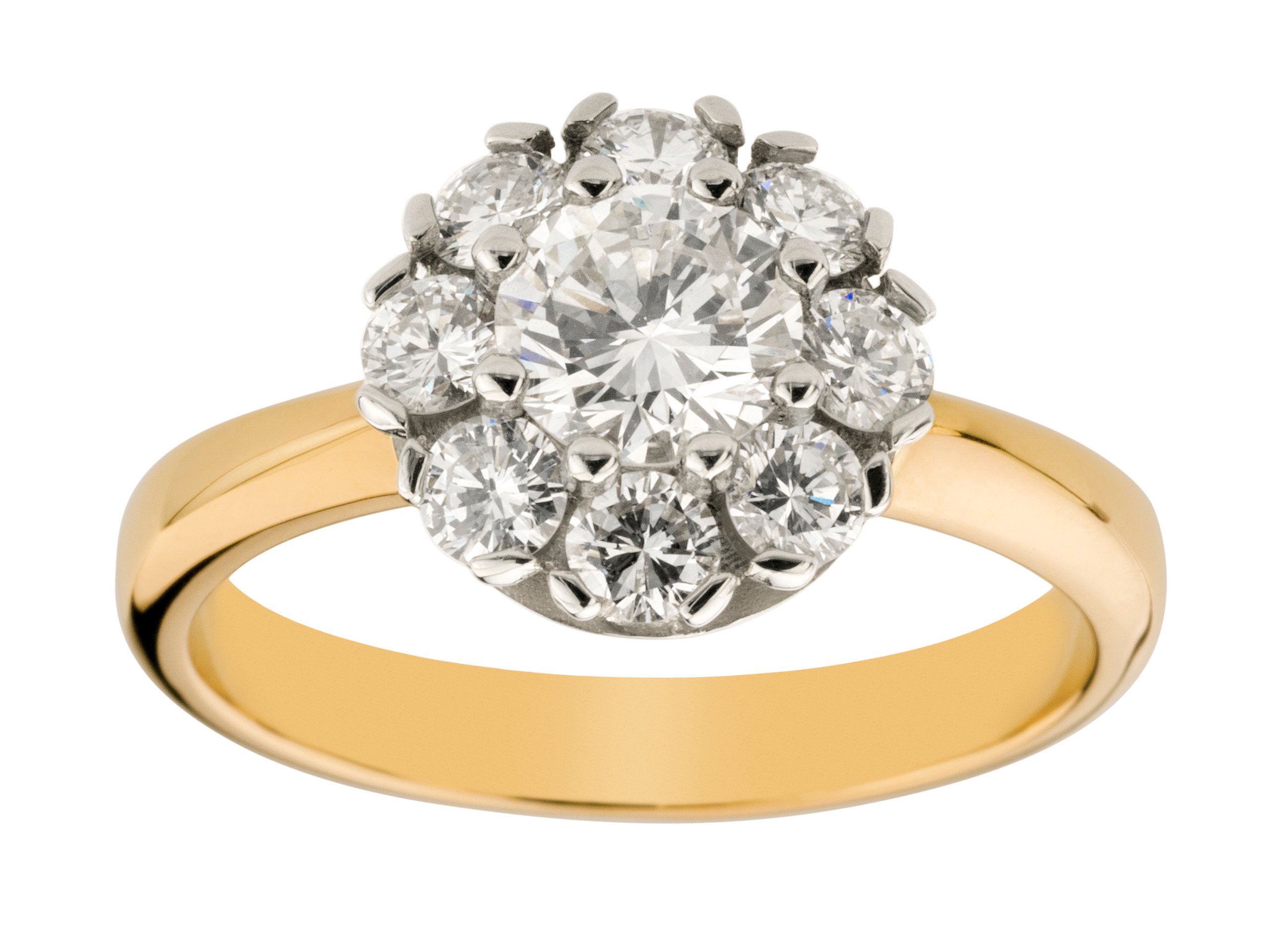 2-FARBA ZLATÝ PRSTEŇ S BRILIANTMI 1,22ct