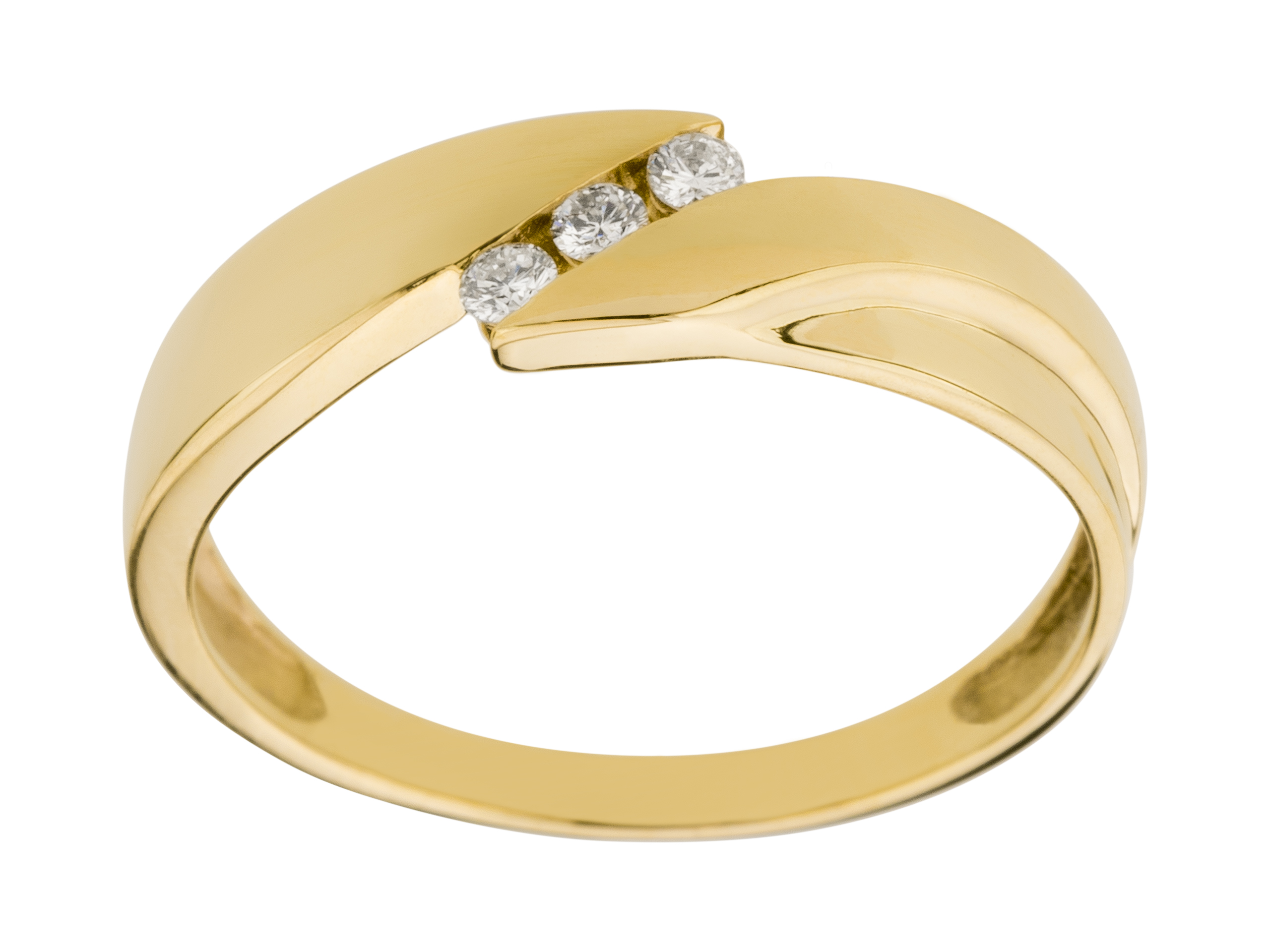 ŽLTÝ ZLATÝ PRSTEN s 3 BRILIANTMI 0,06 ct