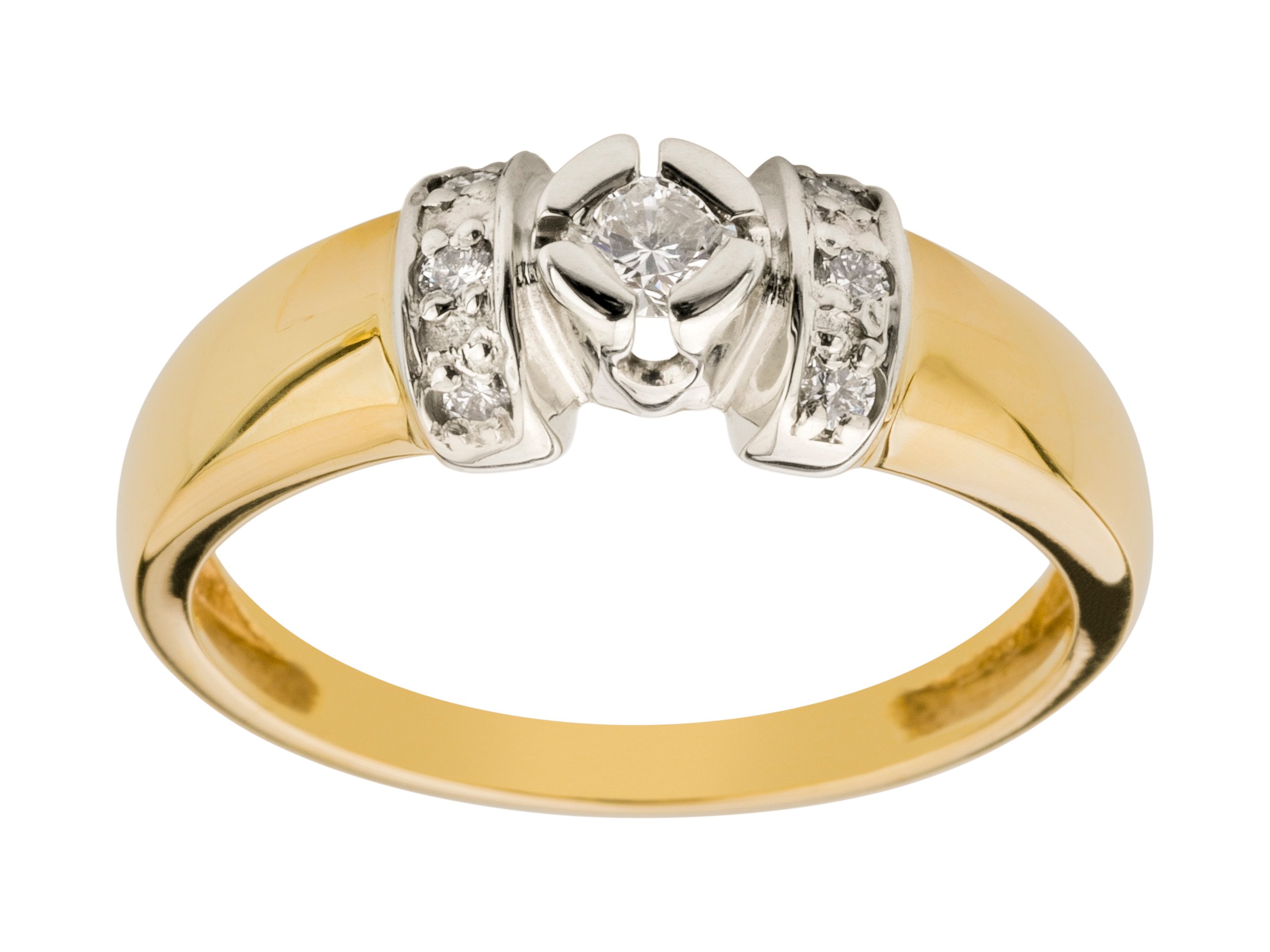 ŽLTÝ A BIELY ZLATÝ PRSTEN S BRILIANTMI 0,22 ct