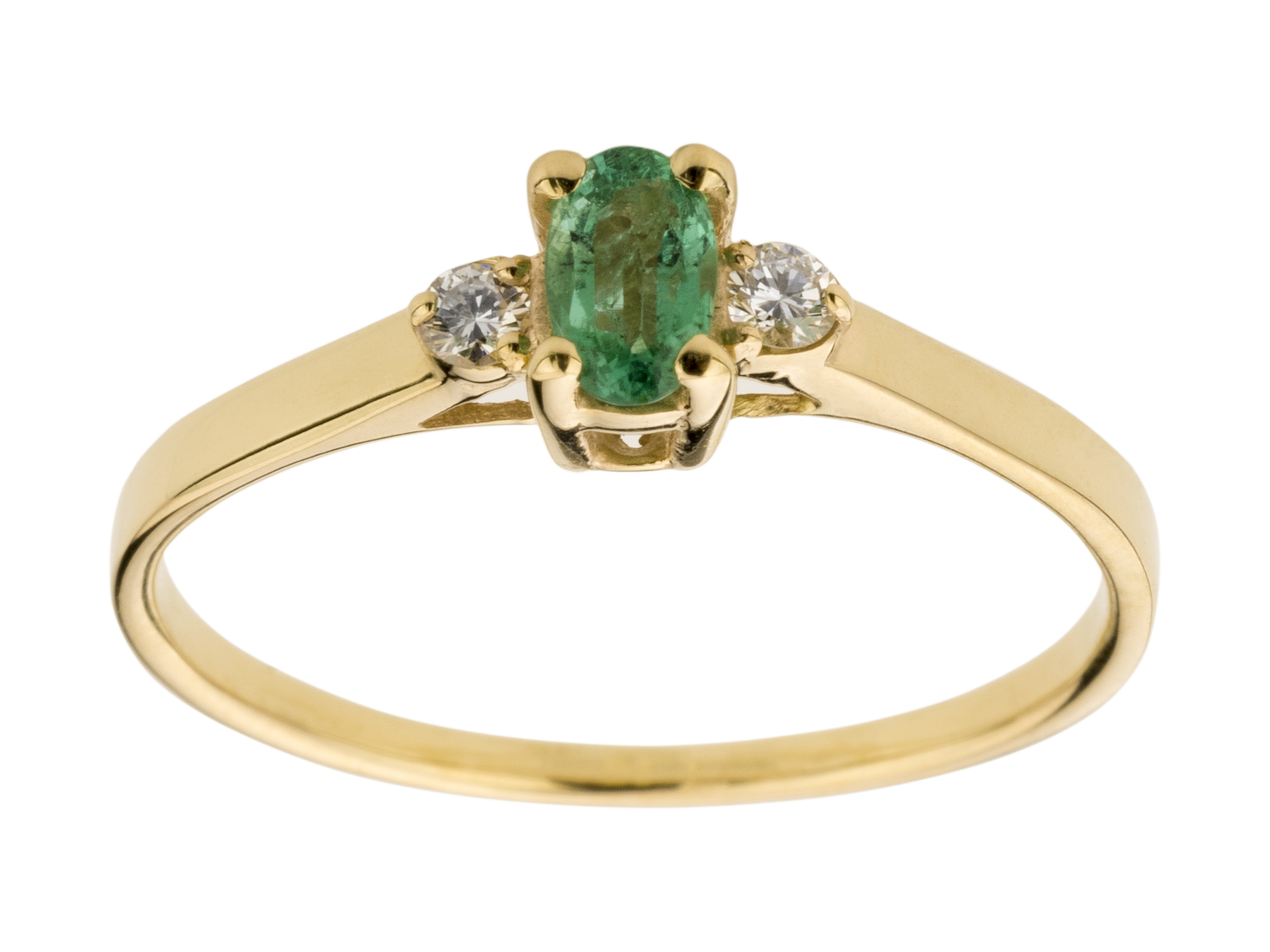 GOLD RING 2 BRILLIANTS a EMERALD 0,25 ct