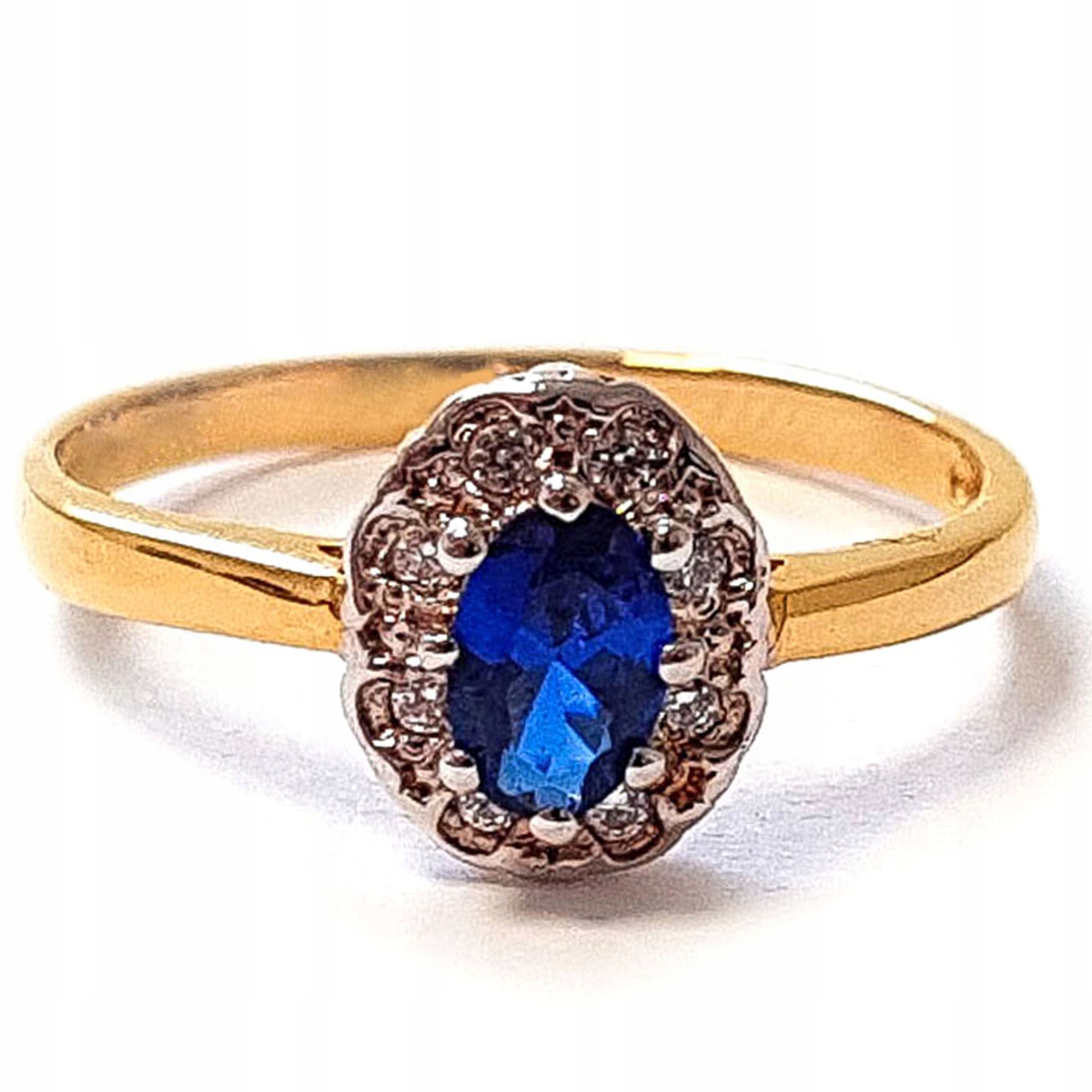 585 ZLATÝ PRSTEŇ S SAPPHIRE PRE NARODENIE R16