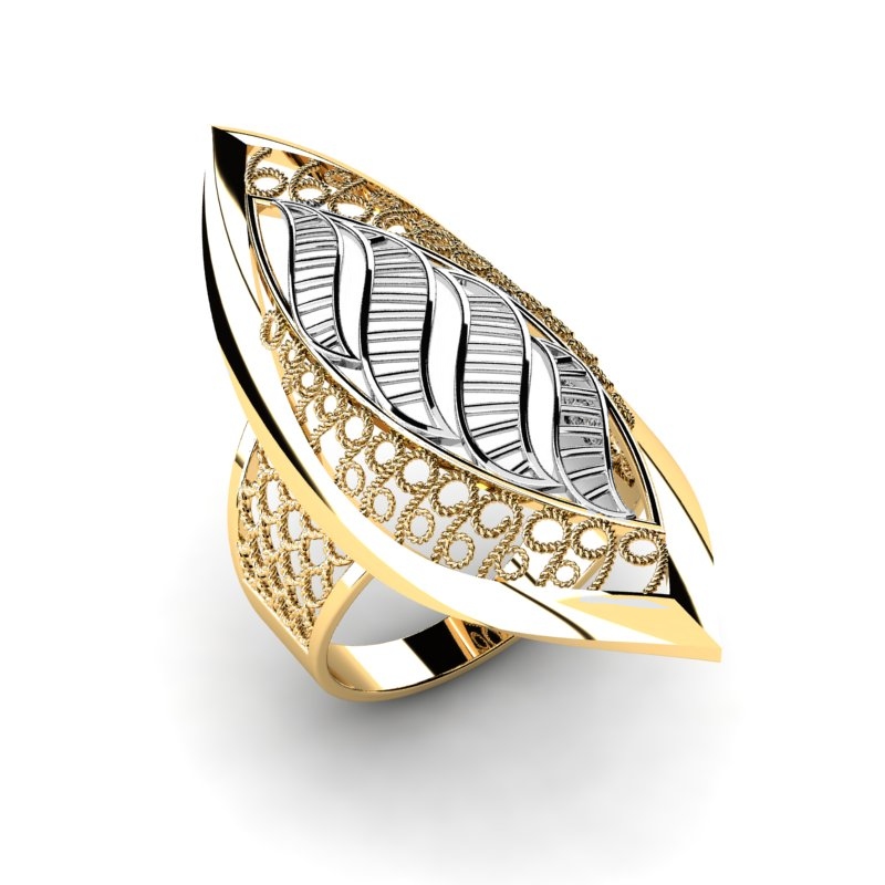 OPENWORK GOLD RING MISTERLY DEKORÁCIA 14KR