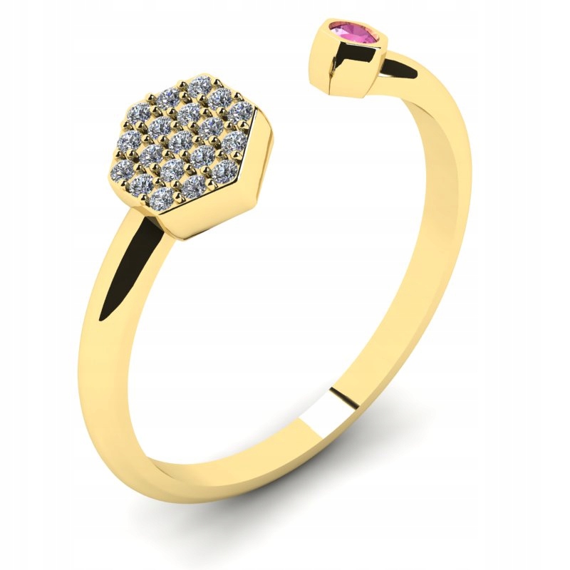 ZLATÝ PRSTEŇ GLOSSY PINK ZIRCONIA 14KR