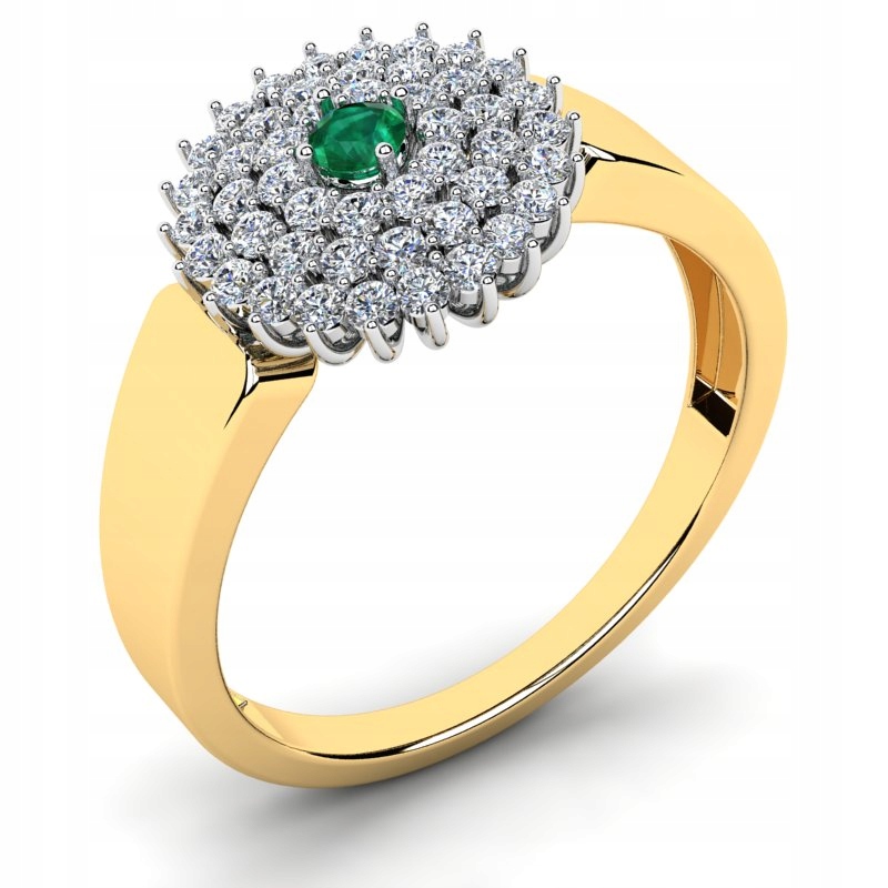 ZLATÝ GLOSSY RING so ZELENÝM ZIRKÓNIOU