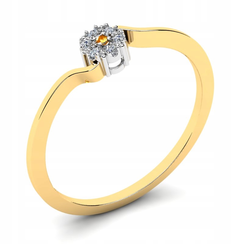 Zlatý citrónový prsteň s diamantmi 0,04Ct