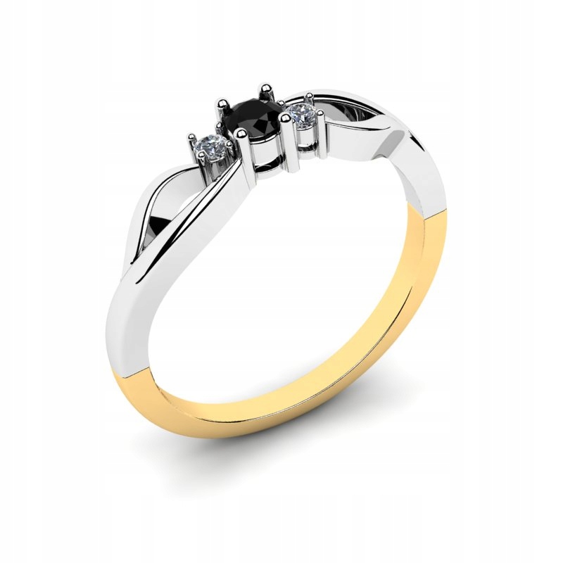 GOLD RING BLACK ENGAGEMENT BRILLIANT 14KR