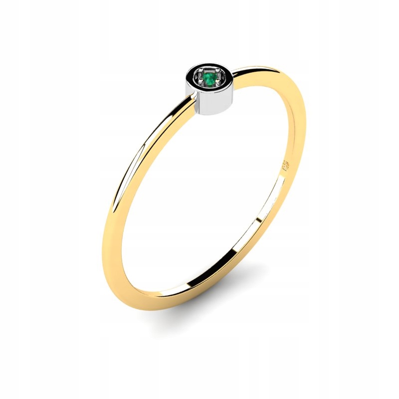 ZLATÝ KRUHOVÝ PRSTEŇ S EMERALD ZIRCONIA