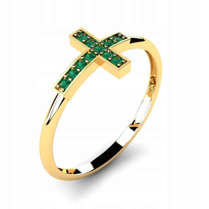 ZLATÝ KRÍŽOVÝ KRÚŽOK PRÍRODNÝ EMERALD
