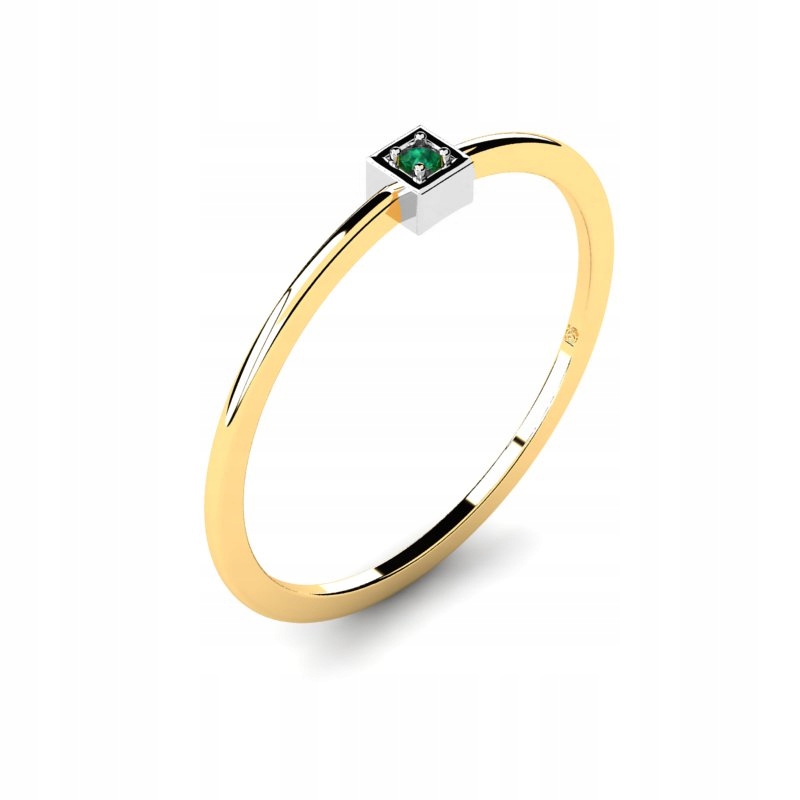 ZLATÝ ŠTVORCOVÝ PRSTEN S EMERALD ZIRCONIA