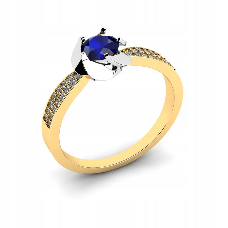 ZLATÝ KVETINOVÝ PRSTEN SAPPHIRE S BRILLIANTS
