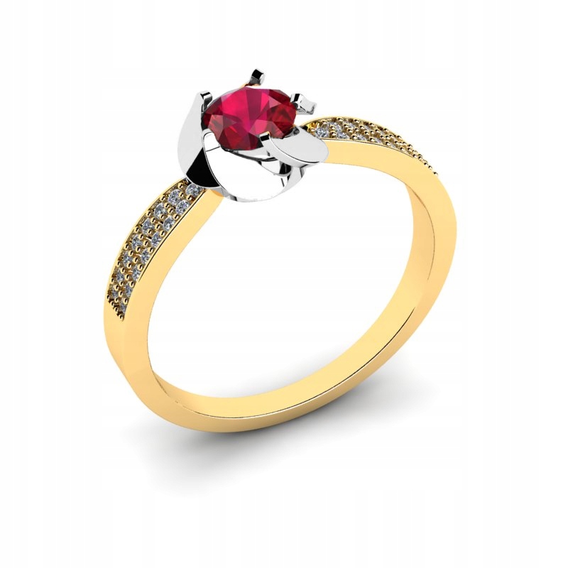 ZLATÝ KVETINOVÝ KRÚŽOK S RUBY BRILLIANTS