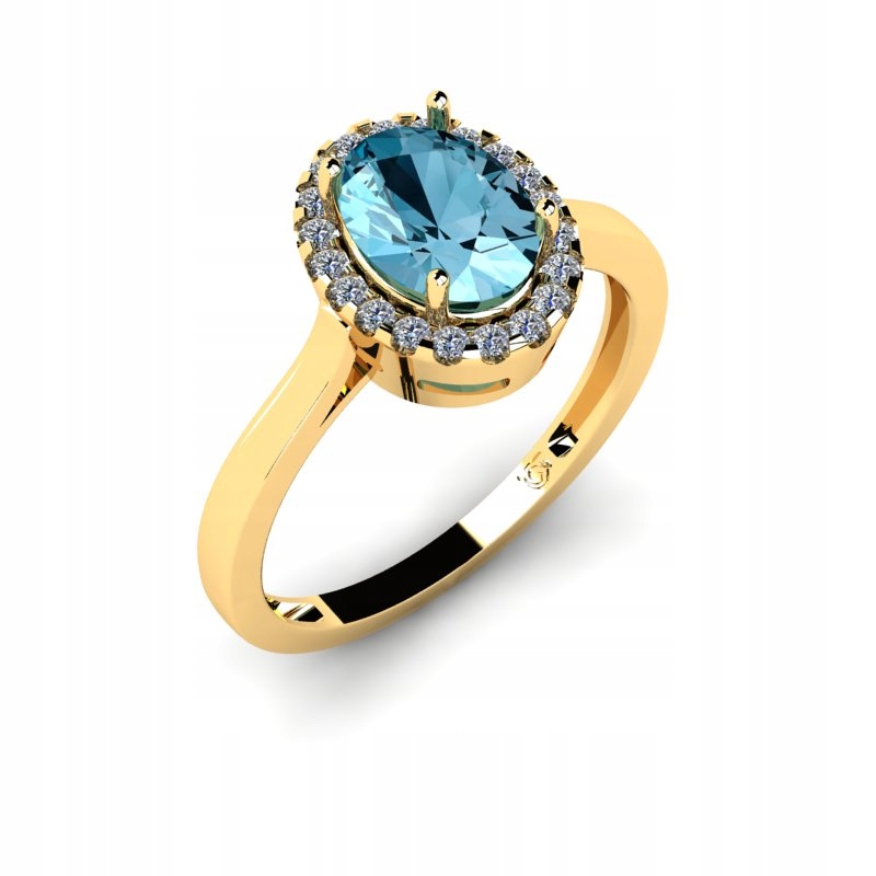 ZLATÝ MODRÝ KRÚŽOK TOPAZ A BRILIANTY 1.94