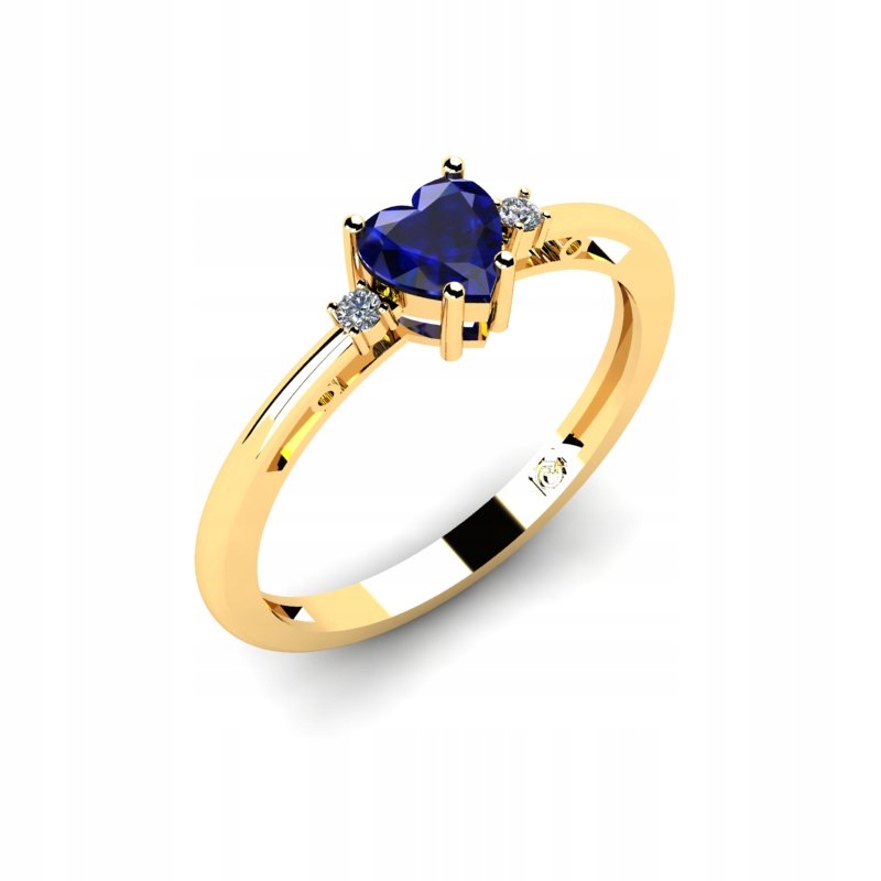 ZLATÝ SRDCOVÝ PRSTEN SAPPHIRE S BRILLIANTS 0,64CT